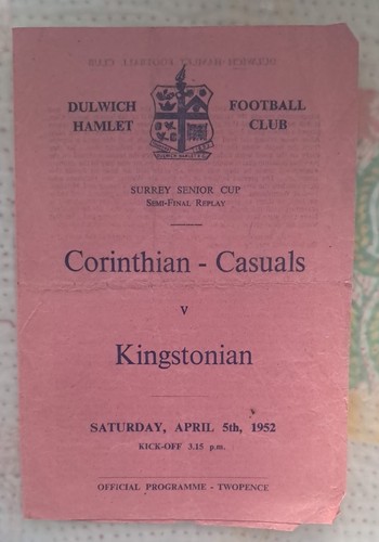 1952 surrey senior cup - cup, semi
